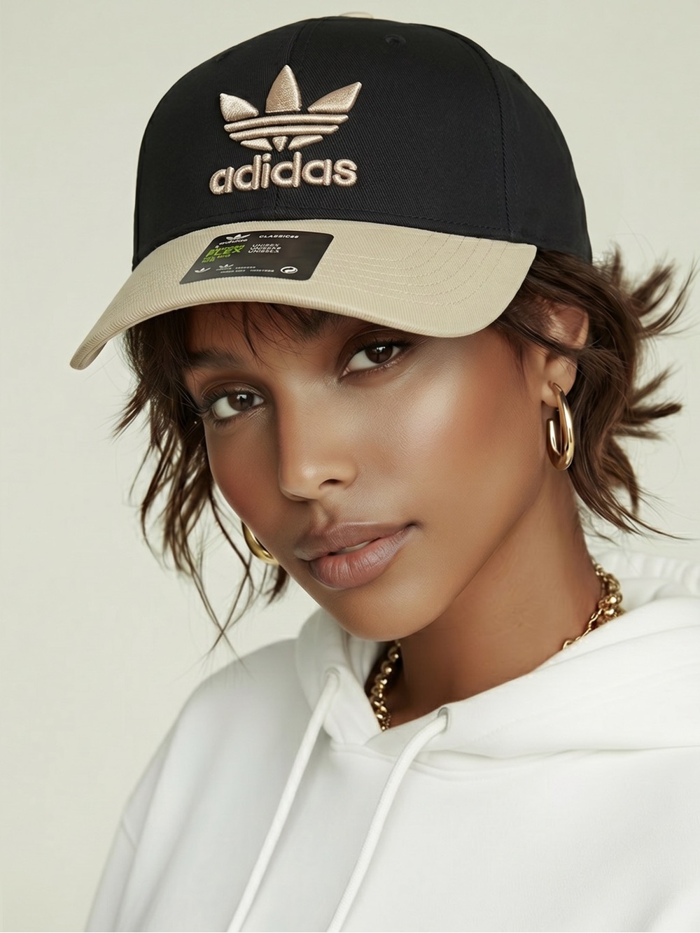 adidas Black & Tan Trefoil Curved-Brim Cap